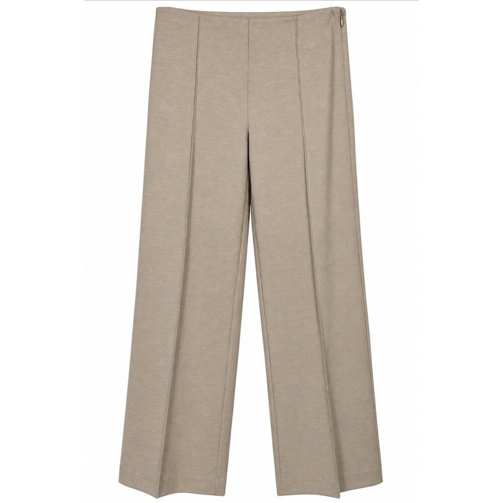 J. McLaughlin Women’s Pants 10 Beige Taupe Wide Leg Tailored Stretch Side Zip